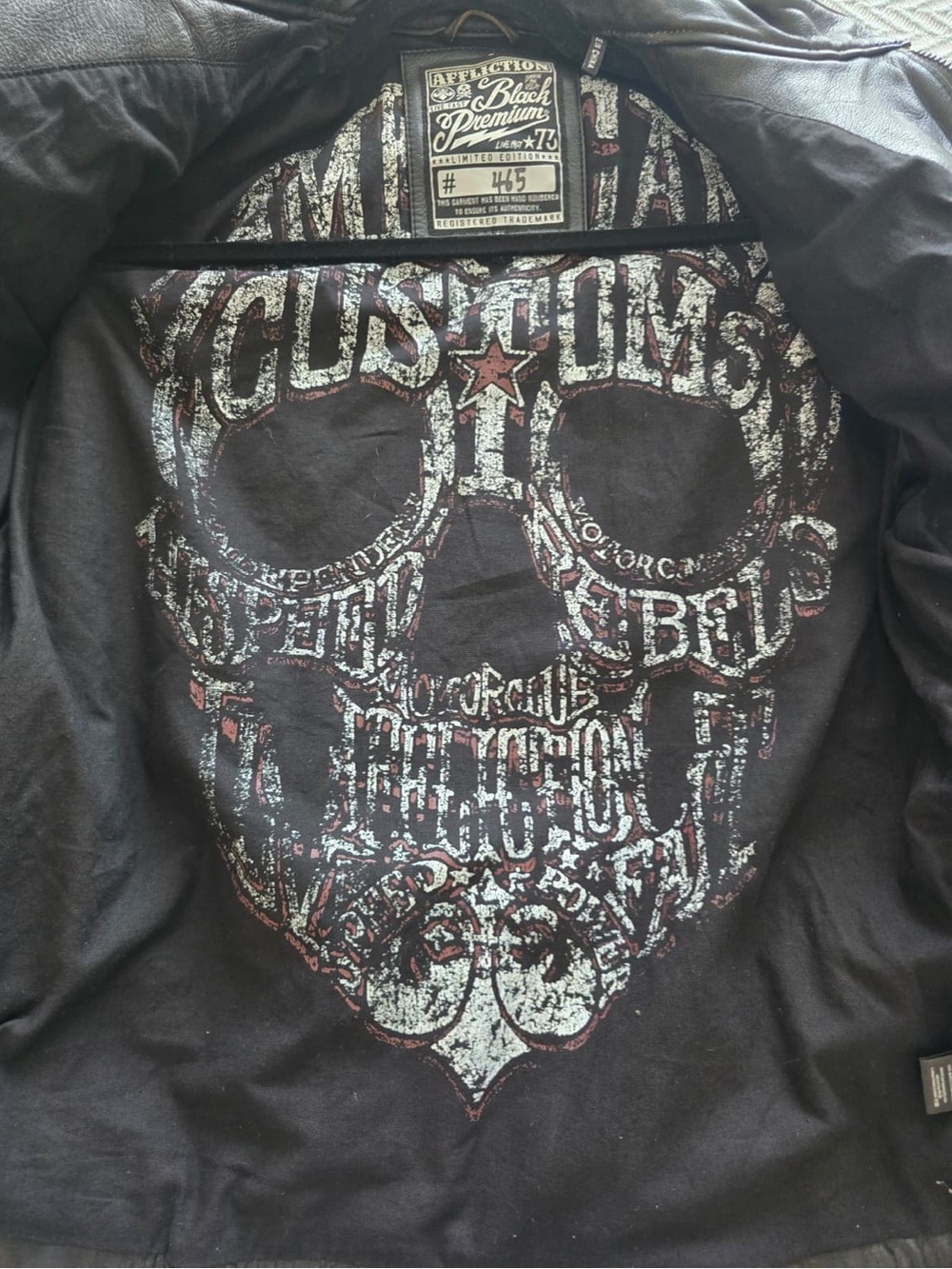 Affliction Dark Brown Embossed Leather Bomber Jacket. Limited Edition - Picture 8 of 15